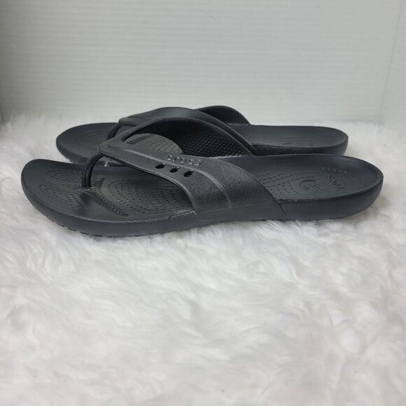 Crocs Kadee II Black Comfort Flip Flops Women Size 10 Sandals Slip On - Picture 3 of 10